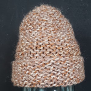 90s chunky wool brown hand knitted wool HAT beanie polar winter minimalist minimalism boho vintage nineties