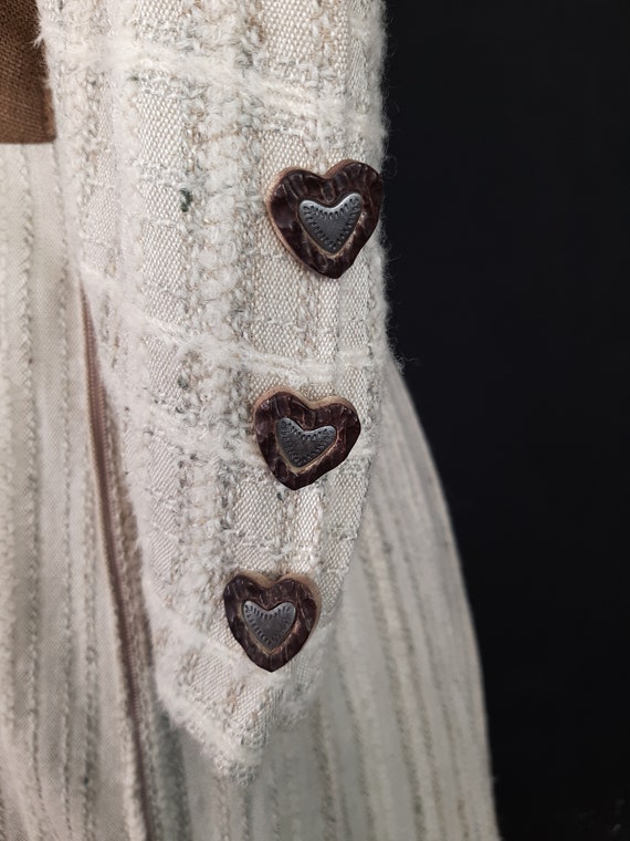 70s Dirndl brown lace medieval DRESS heart modest… - image 3
