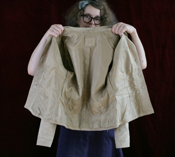 80s suede BLAZER jacket beige pockets hipster hip… - image 9