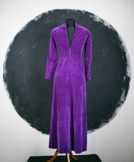 French velvet DRESS purple buttons medieval Victo… - image 8