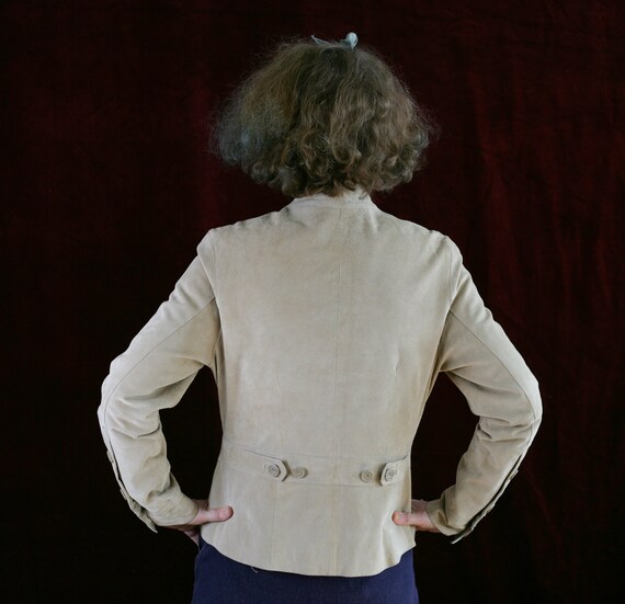 80s suede BLAZER jacket beige pockets hipster hip… - image 6
