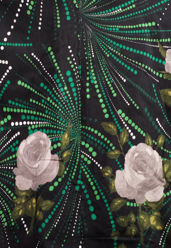 70s rose psychedelic SKIRT polka dot green white … - image 5