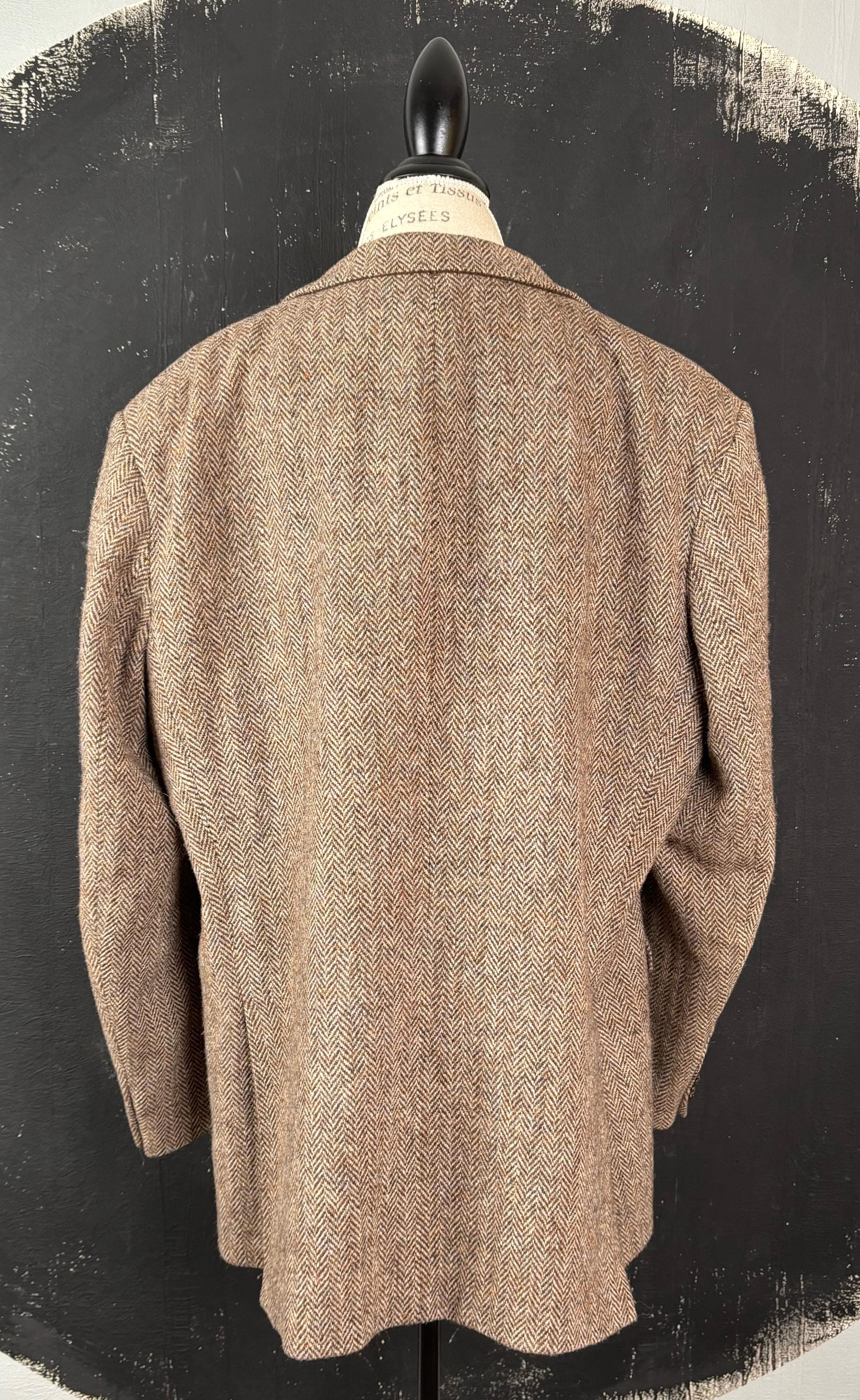 90s Harris Tweed St. Michael Brown Wool BLAZER Jacket Herring 
