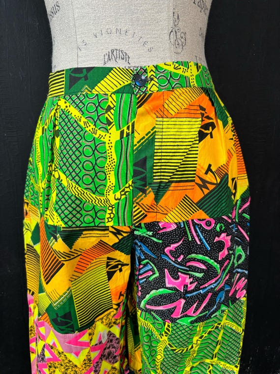 90s veg patchwork style psychedelic neon green pi… - image 4