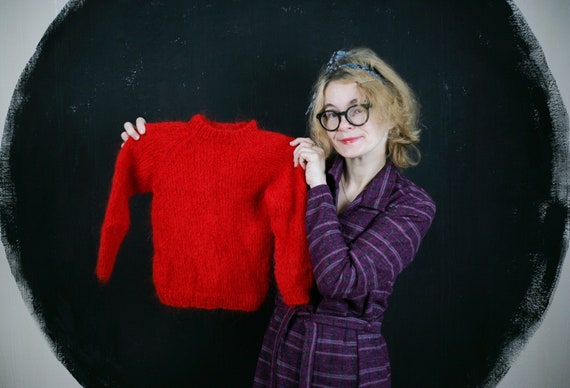 Mohair wool JUMPER pullover sweater red baby chil… - image 1