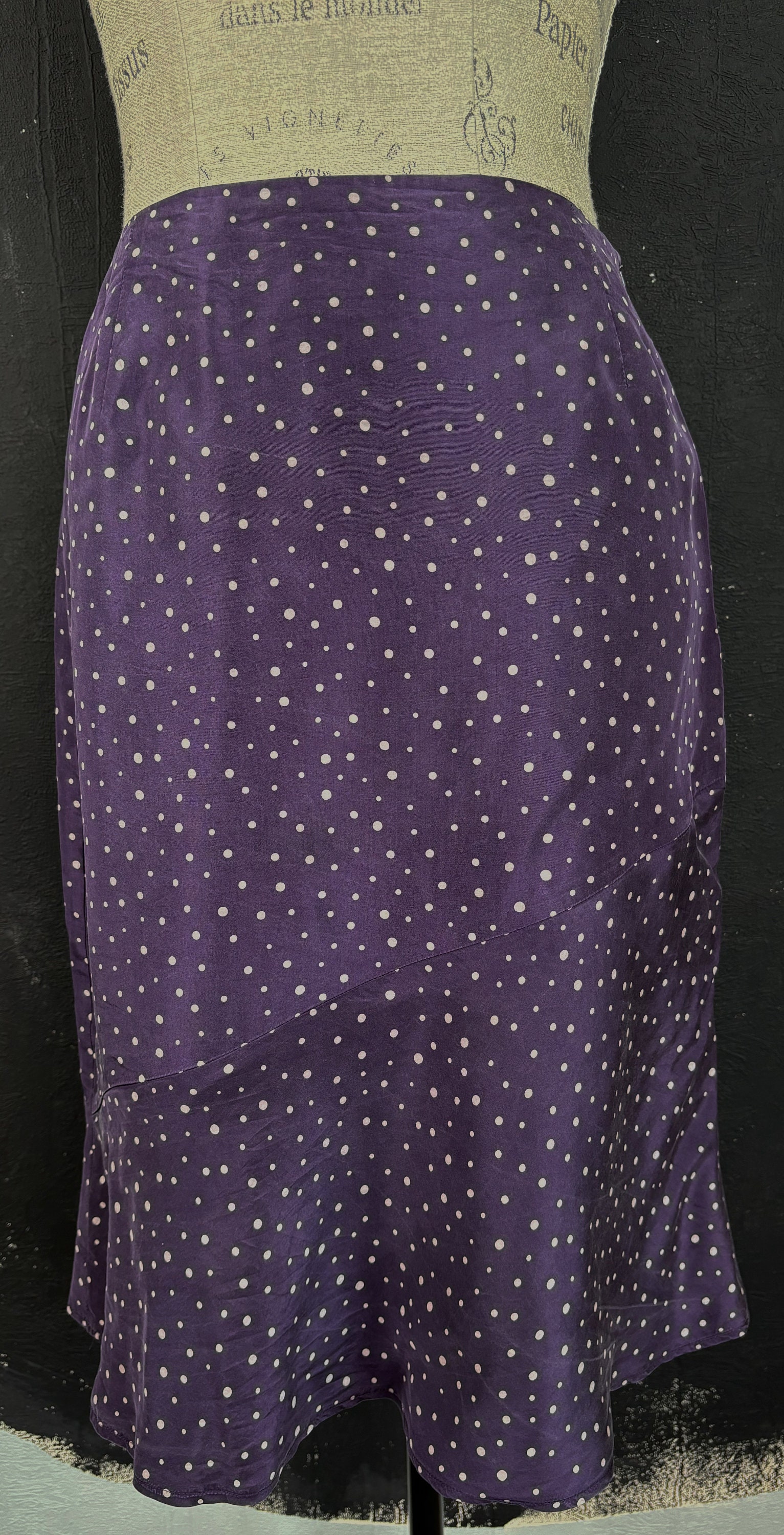 Vintage Betty Barclay Silk Purple White Polka Dot SKIRT
