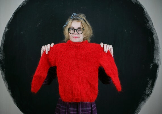 Mohair wool JUMPER pullover sweater red baby chil… - image 2