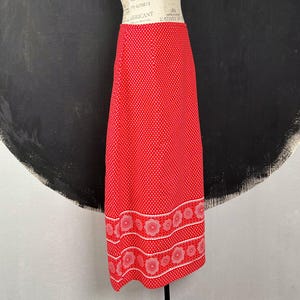 70s red white abstract flower French maxi SKIRT boho hippie festival mod seventies bright romantic vintage summer rose M