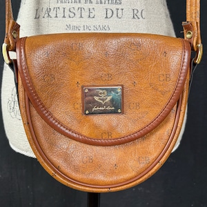 80s vegan leather monogram letter bird printed print Fabrizio BAG hipster vintage retro grunge retro festival boho brown crossbody