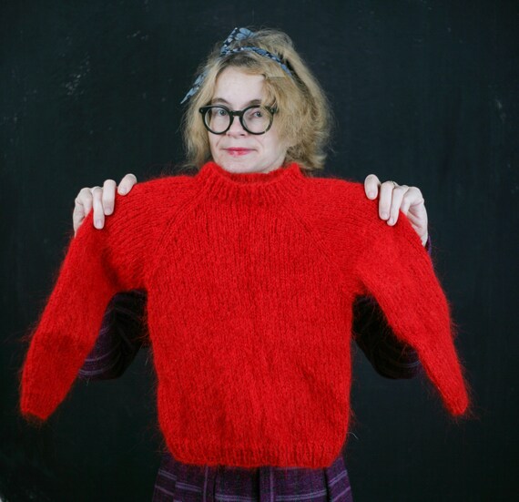 Mohair wool JUMPER pullover sweater red baby chil… - image 4