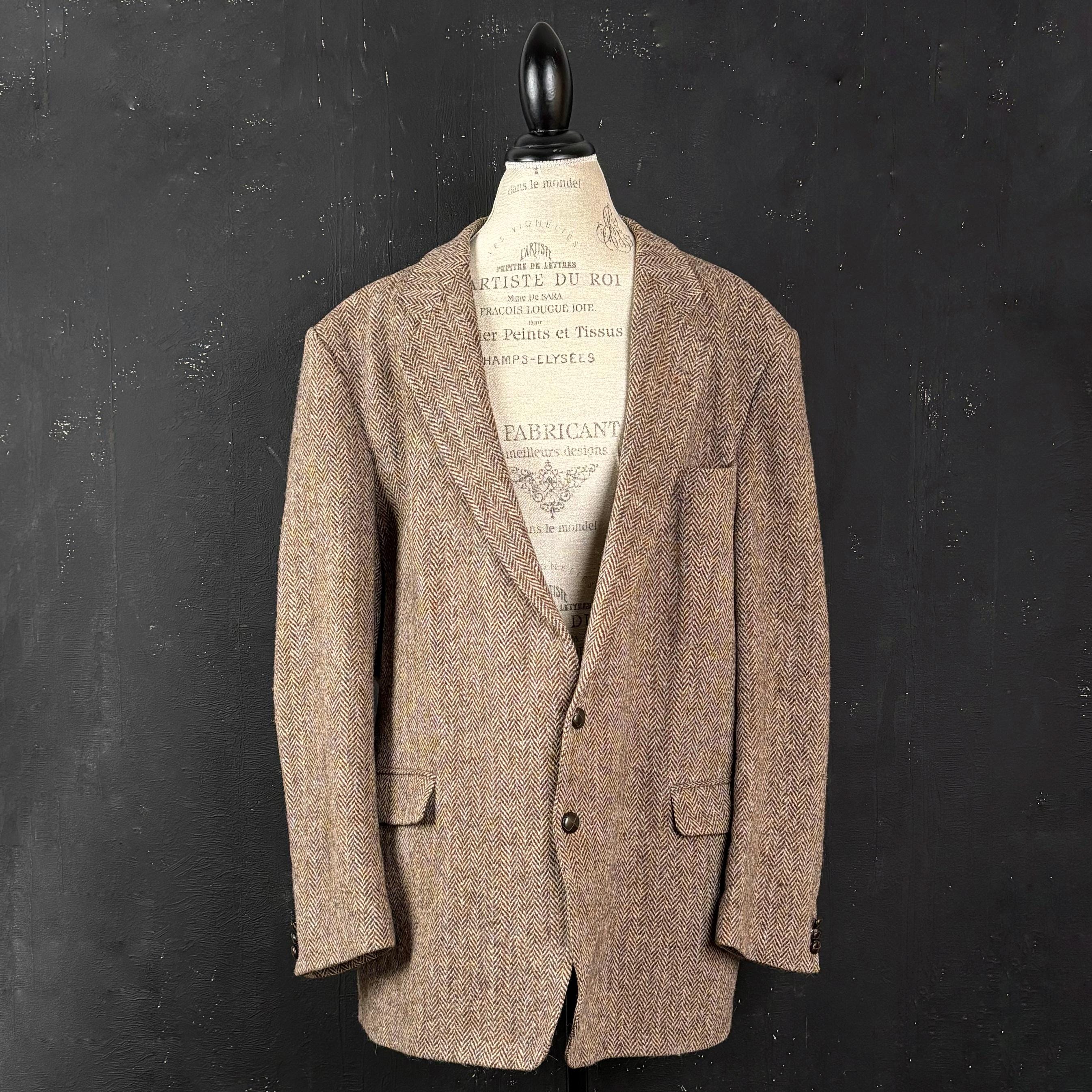 90s Harris Tweed St. Michael Brown Wool BLAZER Jacket Herring
