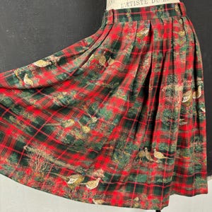 Jupe Plissée Fleurie Rayée Vintage Koret - Taille 10 - Rouge Blanc Noir