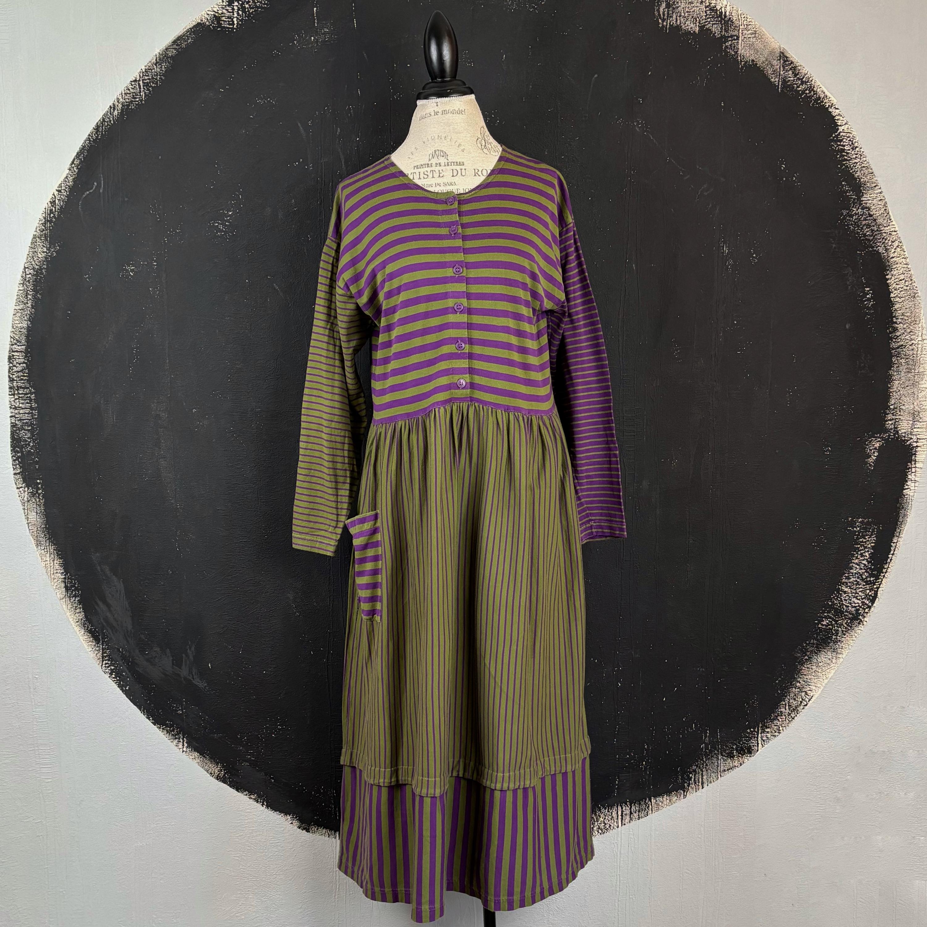 green emerald velvet dress Green Stripe Reina Dress main image 0