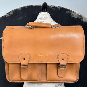 Mochila escolar de piel de 90 cm bandolera Marco Polo marrón BOLSO transformer estudiante profesora universidad italiana boho boho bronceado clásico vintage retro
