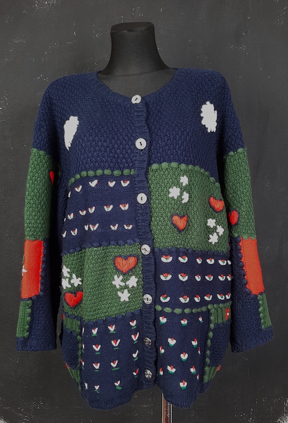 90s Wool Austrian Dirndl CARDIGAN Embroidered Edelweiss 90s Wool Austrian Dirndl CARDIGAN Embroidered Edelweiss