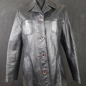 90s Tentazioni Italian leather JACKET blazer black classic nineties oldschool true vintage movie retro 44 M