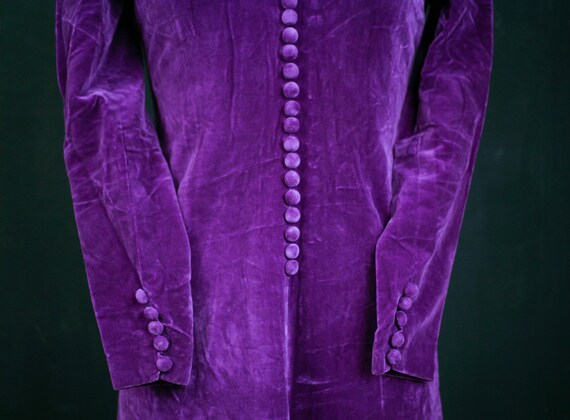 French velvet DRESS purple buttons medieval Victo… - image 5