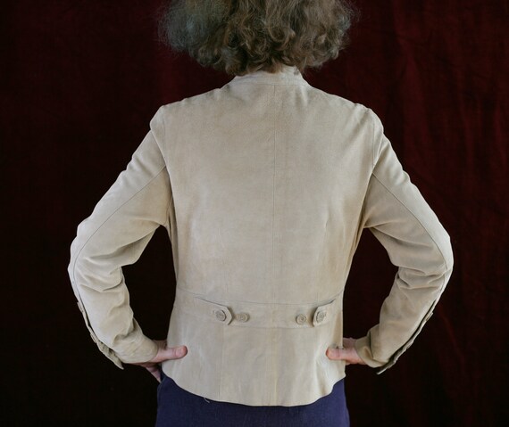 80s suede BLAZER jacket beige pockets hipster hip… - image 8