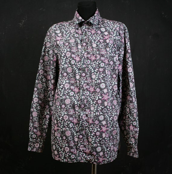 John Rocha RJR SHIRT purple flower floral leaf hi… - image 2