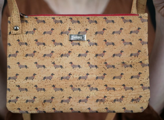Artipel Portugal Cork Bag, Dachshund Print – Vegan Dog Lover Purse