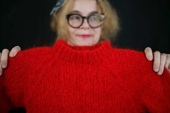 Mohair wool JUMPER pullover sweater red baby chil… - image 3
