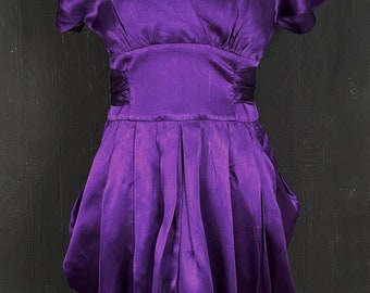 monsoon purple silk dress Long Sleeve Satin Midi Dress Purple