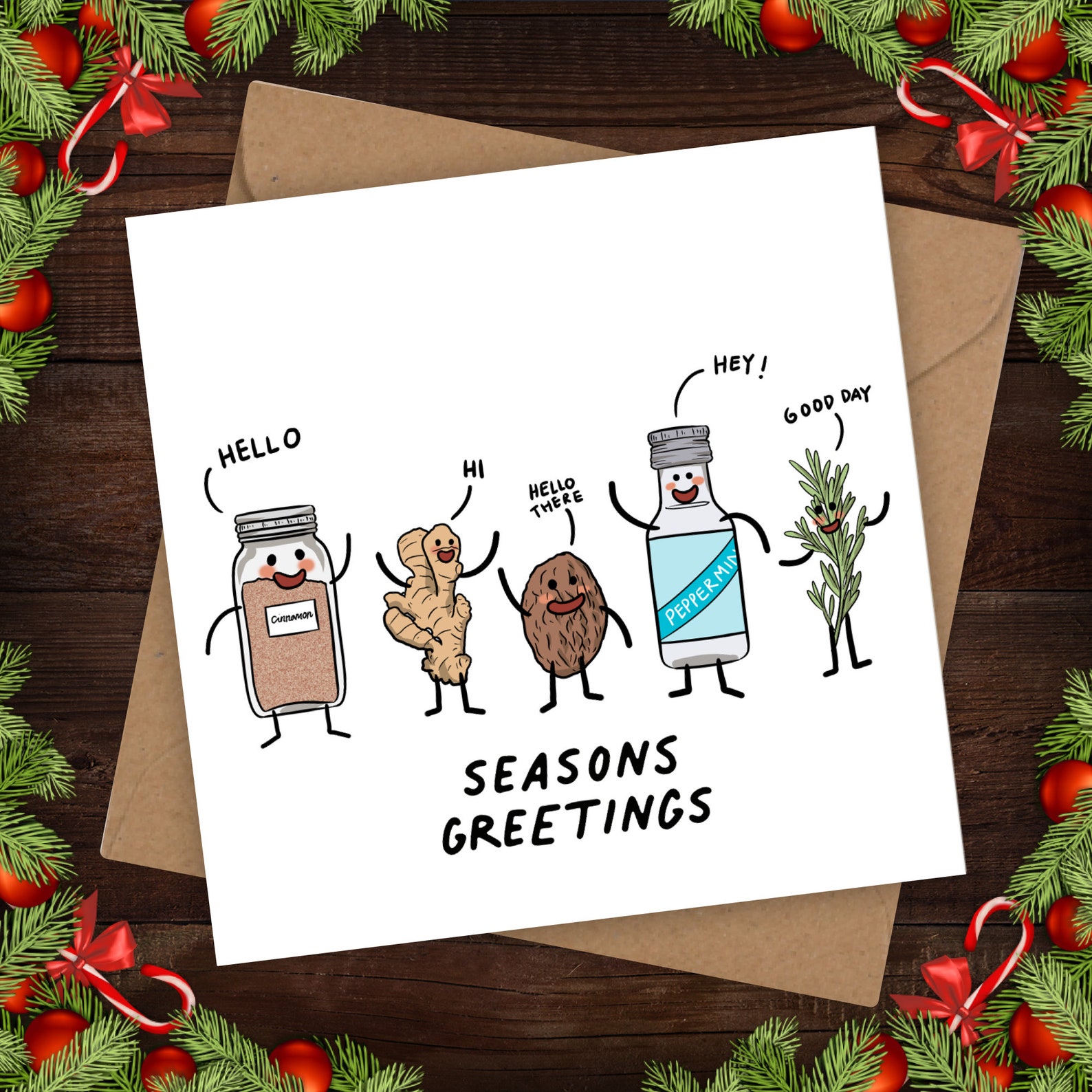 Seasons Greetings Xmas Carol Funny Christmas Card Pun Dad Etsy