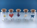 Mini Origami in a Bottle / Jar - Crane, Heart, Plane, Boat, Butterfly, Christmas Tree, Star Charm / Miniature origami crafts