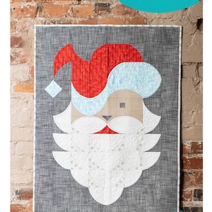 May include: A gray and white geometric Santa quilt block pattern with the text "POSH Santa" and "Sew Kind of WONDERFUL" on the top of the image. The pattern is labeled "#442" and "QCR -mini- Pattern" in the bottom left and bottom right corners of the image.