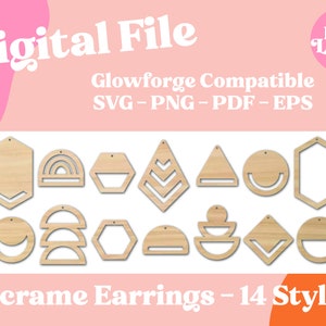 Macrame Earring SVG File, Glowforge Laser Cut File, Macrame Blanks, Earring SVG Bundle, Earring Digital Download
