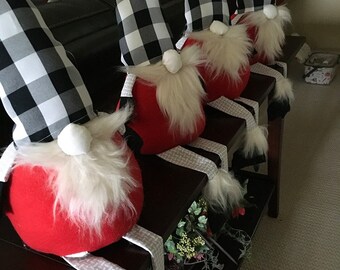 Christmas Gnome - Black and White Buffalo Check - Red Fleece Body - Plush