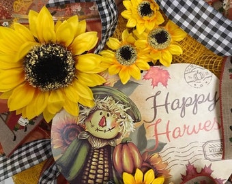 Happy Harvest Sunflower Scarecrow