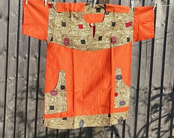 Unisex Shirt/Tunic 100% Cotton Assorted with Ankara Fabric Breathable Comfortable Two Front Pockets up to UK size 18