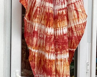 Kaftan/Caftan: Handmade tied dyed with machine Embroidered. Up to UK size 26. US size 22 Gift, Holidays, Summer Party