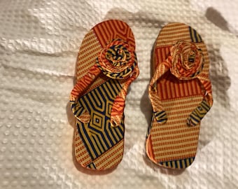 Ankara and Kente Sandals / Flip Flops Various UK Sizes Different Design