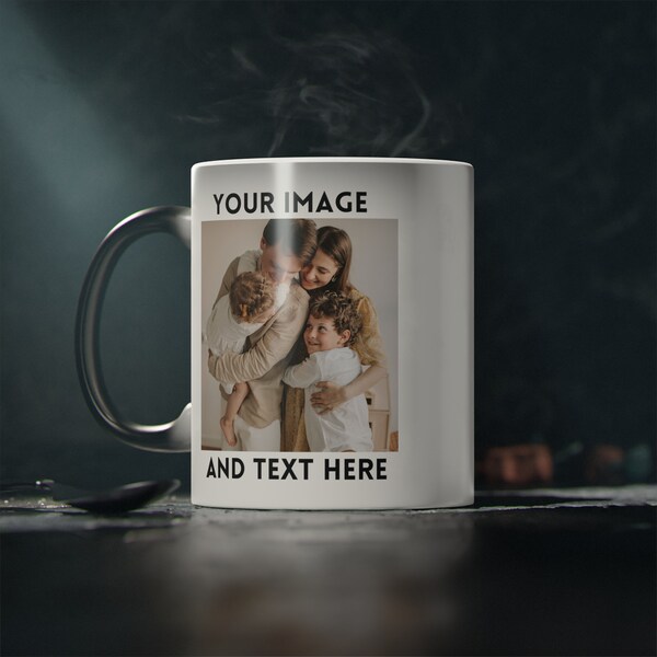 Mug magique personnalisé - Mug à changement de couleur | Tasse à café personnalisée de 11 oz avec photo et texte, tasse à café personnalisée