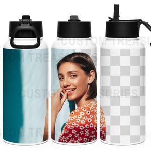 32oz Water Bottle Mockup | 32oz Tumbler Mockup | Realistic Sublimation Bottle PNG & PSD File | Transparent Bottle Mockup