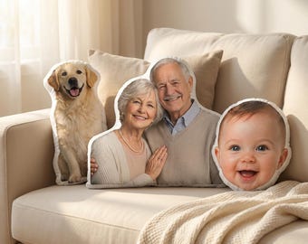 Almohada con forma personalizada, almohada con foto personalizada, almohada facial personalizada, almohada para mascotas, regalo para bebés, niños, almohada para parejas, regalo único