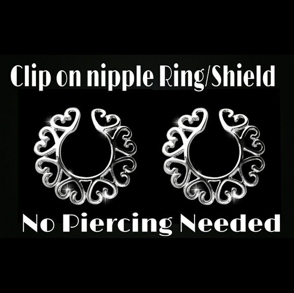 Nipple Rings non pierce pair Non-Piercing Clip On Nipple Ring Tribal Swirl Pair