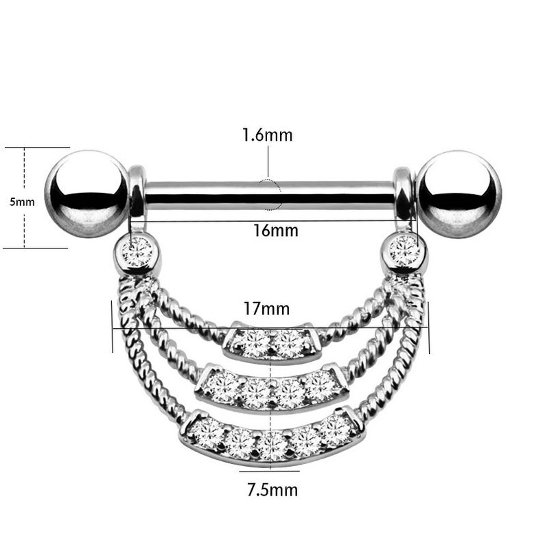 2pcs New Luxury Triple Lined Dangle Nipple Ring U breast Set Etsy