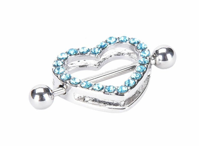 2pcs Luxury Heart Double Layer Rhinestone Sexy Piercing Nipple Etsy