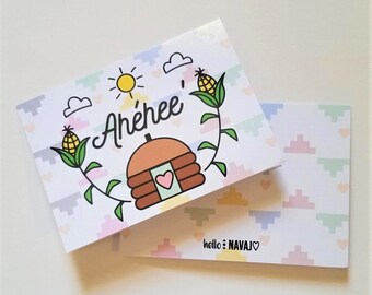Set of 12 Ahehee' (Thank You) Cards w/ White Envelopes - 5"x7"