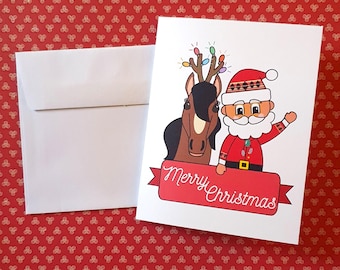 Santa and Navajo Reindeer - Set of 12 Cards w/Envelopes
