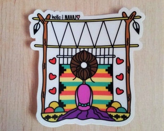 She Weaves with Love - Clear Sticker 3" x 3"