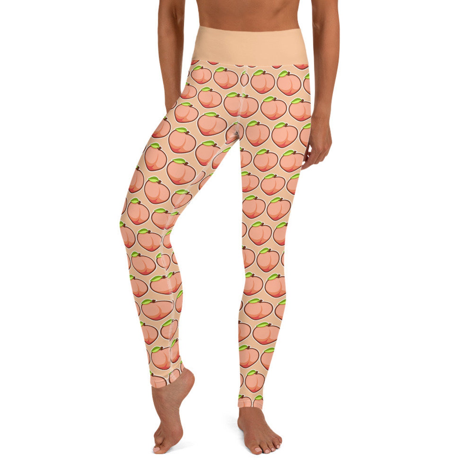 Peach Emoji Yoga Pants Leggings High Waisted Fun Emoji Etsy