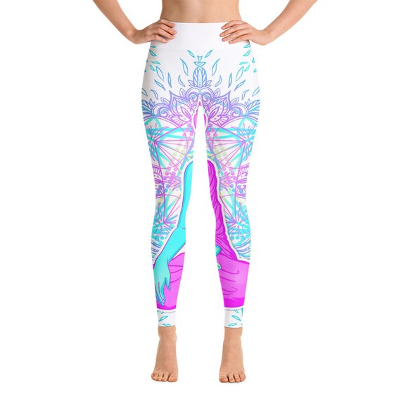 Multi Small Design White Yoga Pants High Waisted Beautiful Koi and Lotus Flower Design Japanese Koi Fish /& Lotus Flower Yoga Leggings