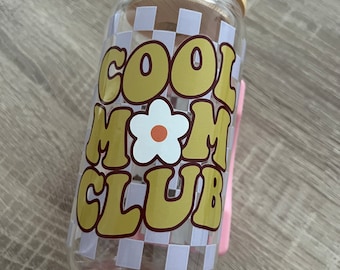 Vaso tapa y pajita / soda can glass Flores Cool Mom Club
