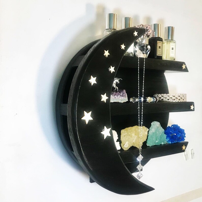 MOON SHELF Crystals Display Shelf Essential Oils Storage Etsy