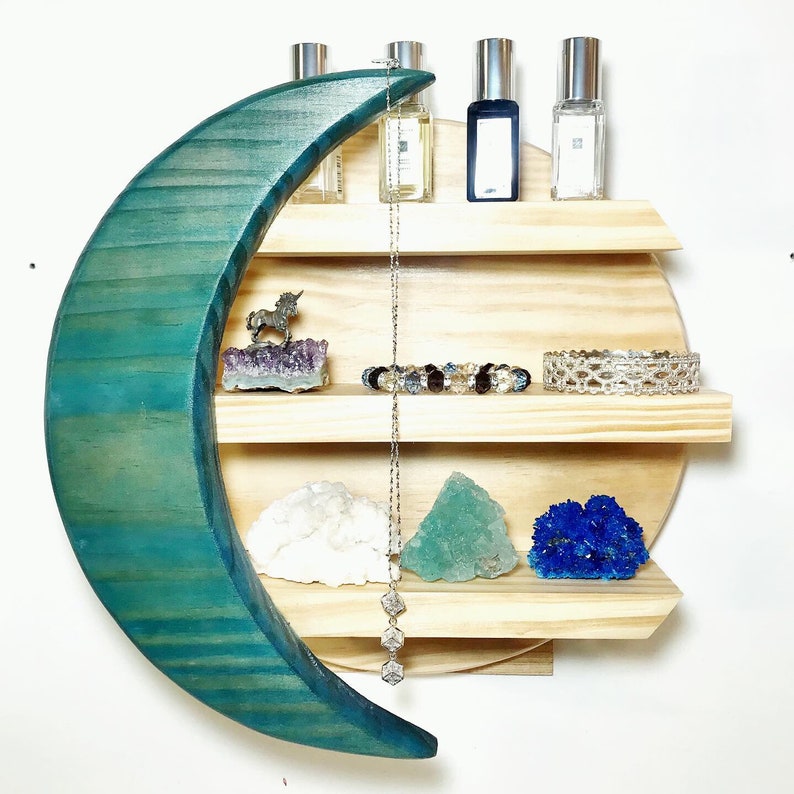 MOON SHELF CRYSTALS Shelf Essential Oils Storage Crescent Etsy