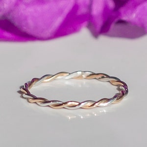 14k Gold & Sterling Silver Twisted Band (1.5-mm)